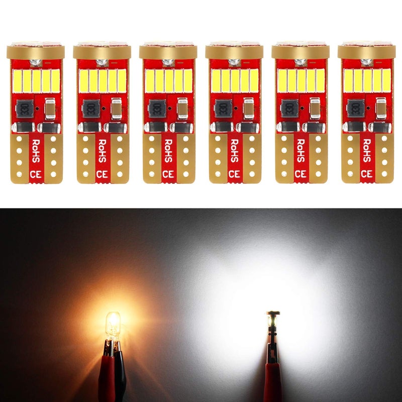PHINLION 500 Lumens 194 LED Bulbs 6000K White Super Bright Miniature 168 2825 W5W T10 Wedge LED Replacement for Car Interior Dome Map Courtesy Truck Glove Box License Plate Lights, Pack of 6 - Image 1